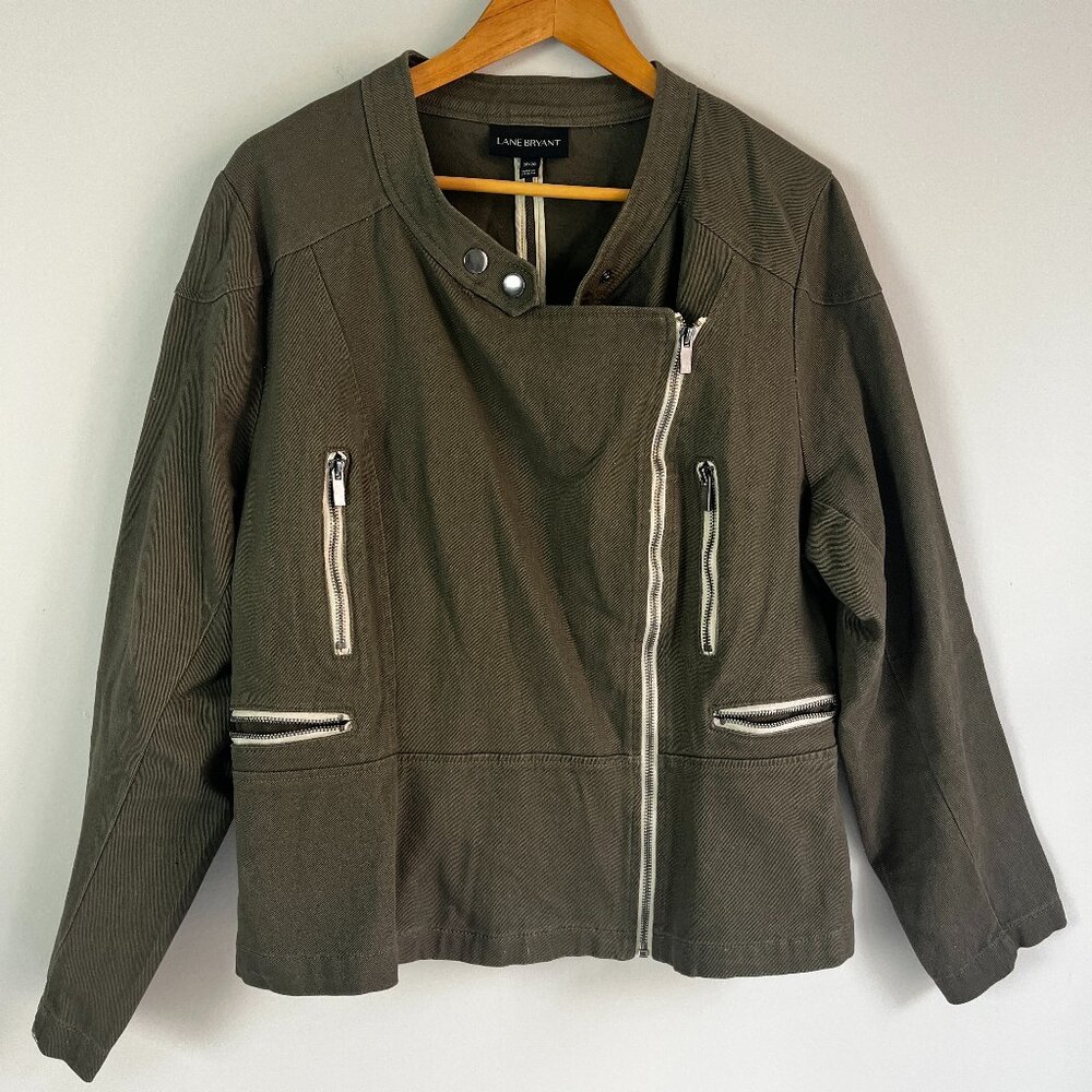 2/$30 Lane Bryant Olive Green Moto Jacket 18/20